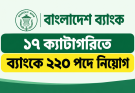 ১৭ ক্যাটাগরিতে ব্যাংকে ২২০ পদে নিয়োগ